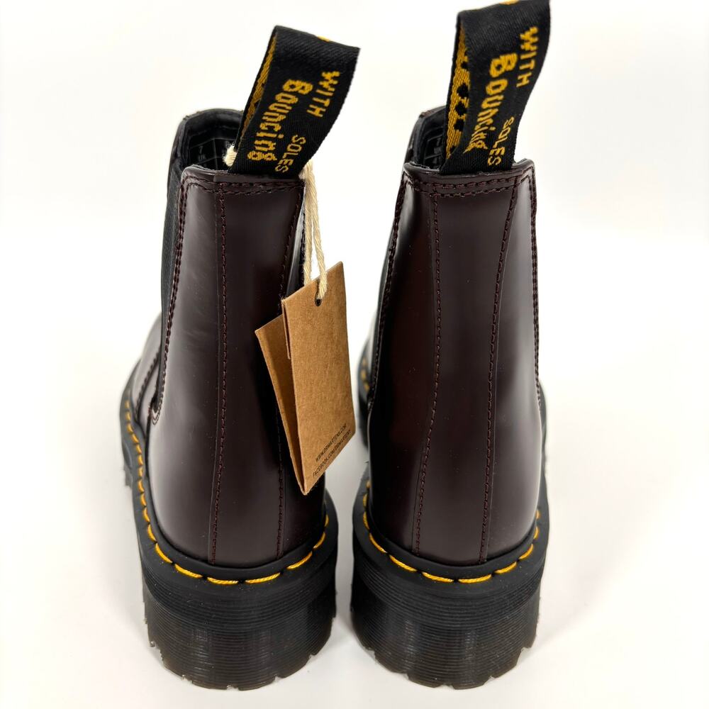 Nw Dr. Martens 2976 Quad Platform Chelsea Boots Womens 9 Mens 8 Burgundy Leather - Picture 7 of 13